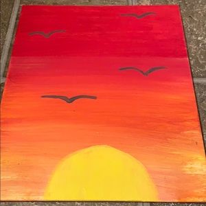 Sunset Painting with Birds